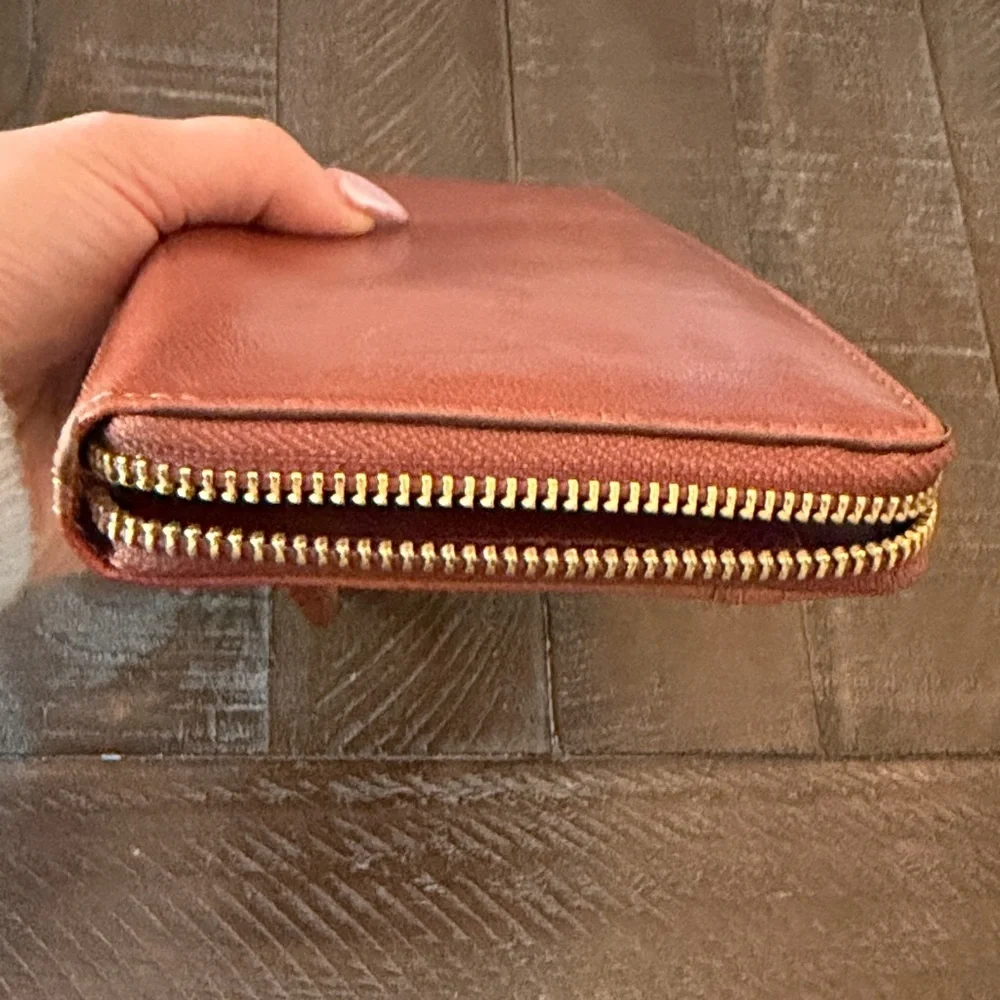 Margot New York Tan Leather Wristlet Wallet